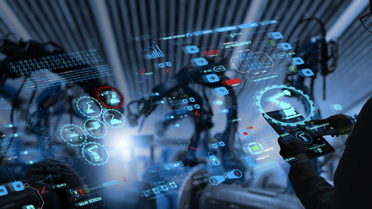 © greenbutterfly - stock.adobe.com robotic intelligent factory silhouette woman automated innovation manager app electronics construction future operation artificial intelligence tablet connection communication ai monitoring robotics interface automate machine industrial engineer technology 5.0 process factory digital connect arm futuristic network smart industry production internet system welding manufacturing automation robot software data wireless iot management logistic industry 4.0 business robotic intelligent factory silhouette woman automated innovation manager app electronics construction future operation artificial intelligence tablet connection communication ai monitoring robotics interface automate machine industrial engineer technology 5.0 process factory digital connect arm futuristic network smart industry production internet system welding manufacturing automation robot software data wireless iot management logistic industry 4.0 business